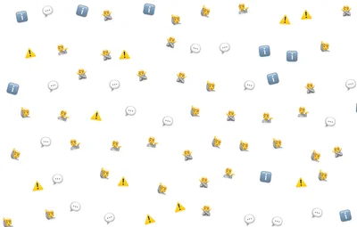 Emoji randomly sprinkled across a white background