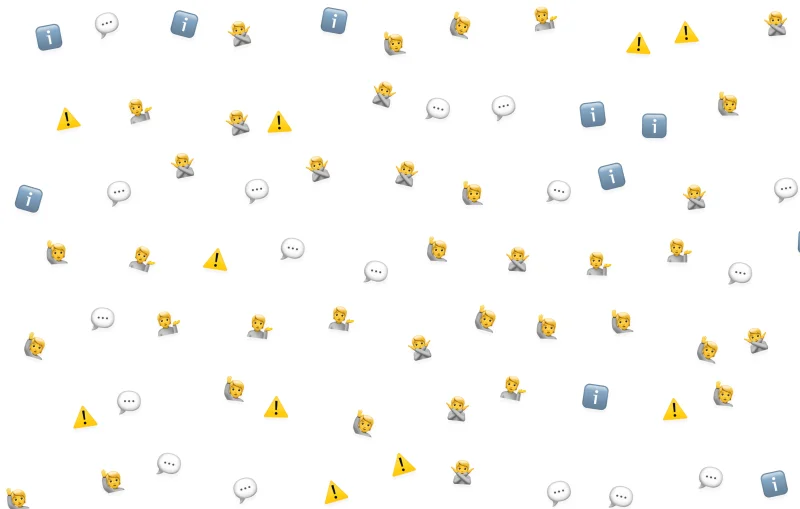 Emoji randomly sprinkled across a white background